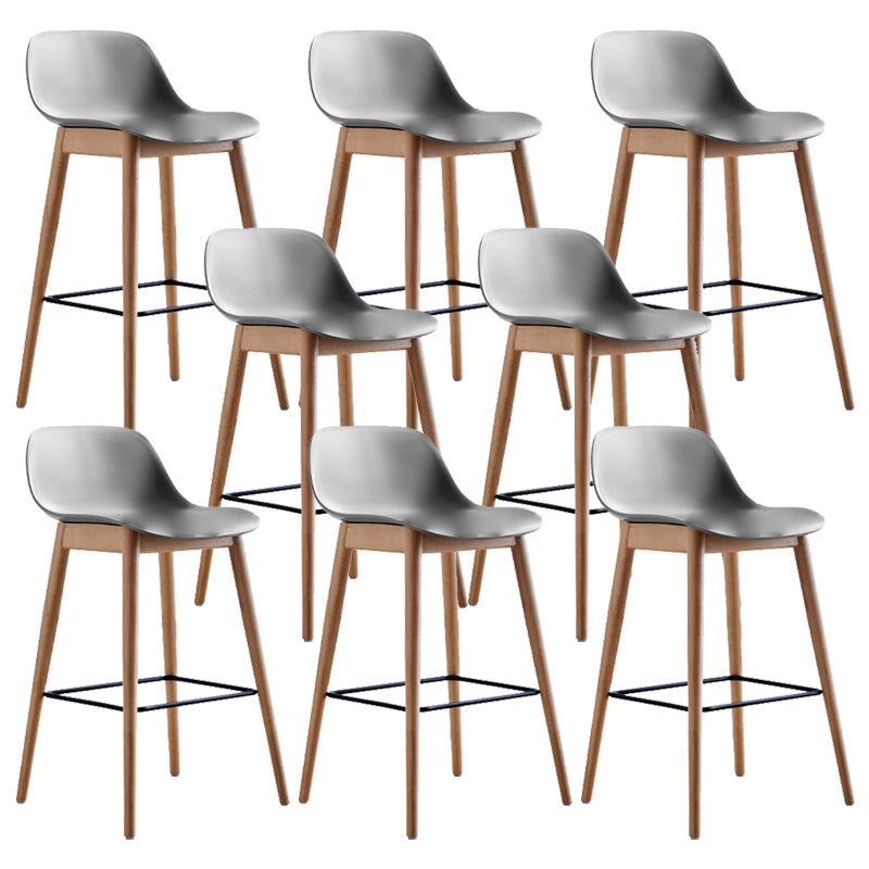 Contemporary Acrylic Backrest Counter High Stool with Wooden Base