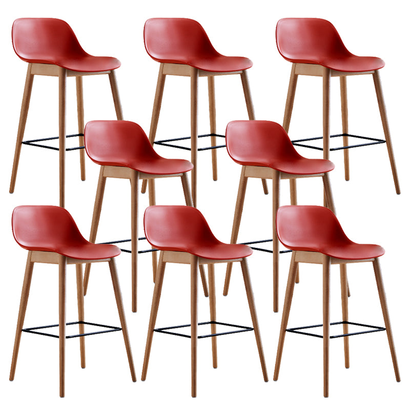 Contemporary Acrylic Backrest Counter High Stool with Wooden Base