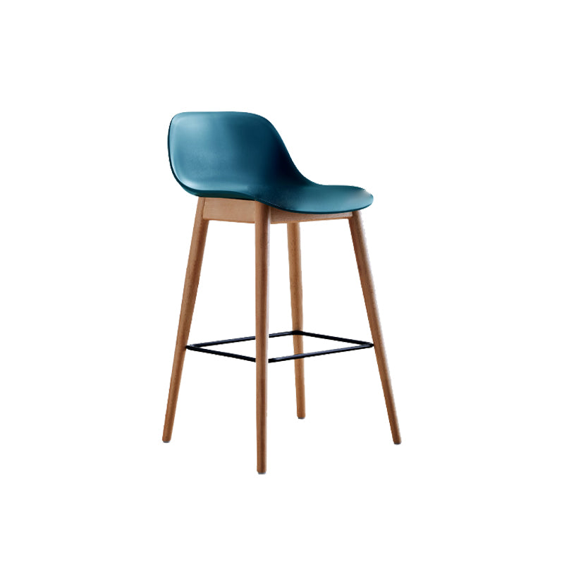 Contemporary Acrylic Backrest Counter High Stool with Wooden Base