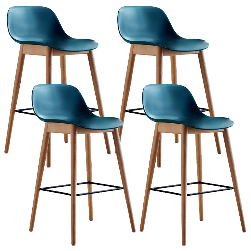 Contemporary Acrylic Backrest Counter High Stool with Wooden Base