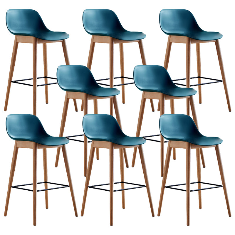 Contemporary Acrylic Backrest Counter High Stool with Wooden Base