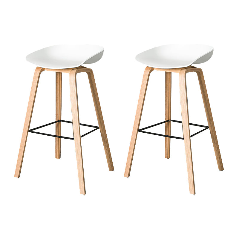 Contemporary Plastic Bucket Bar Stool with Beech Solid Wood Base