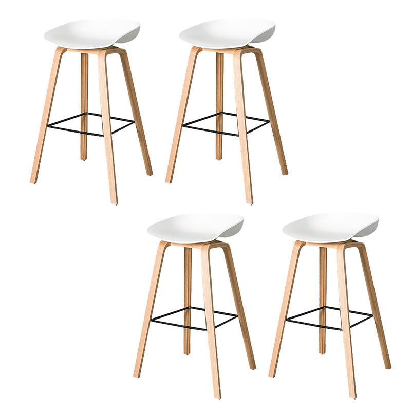 Contemporary Plastic Bucket Bar Stool with Beech Solid Wood Base