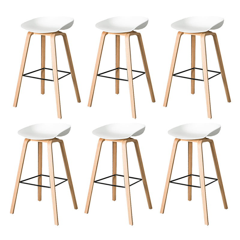 Contemporary Plastic Bucket Bar Stool with Beech Solid Wood Base