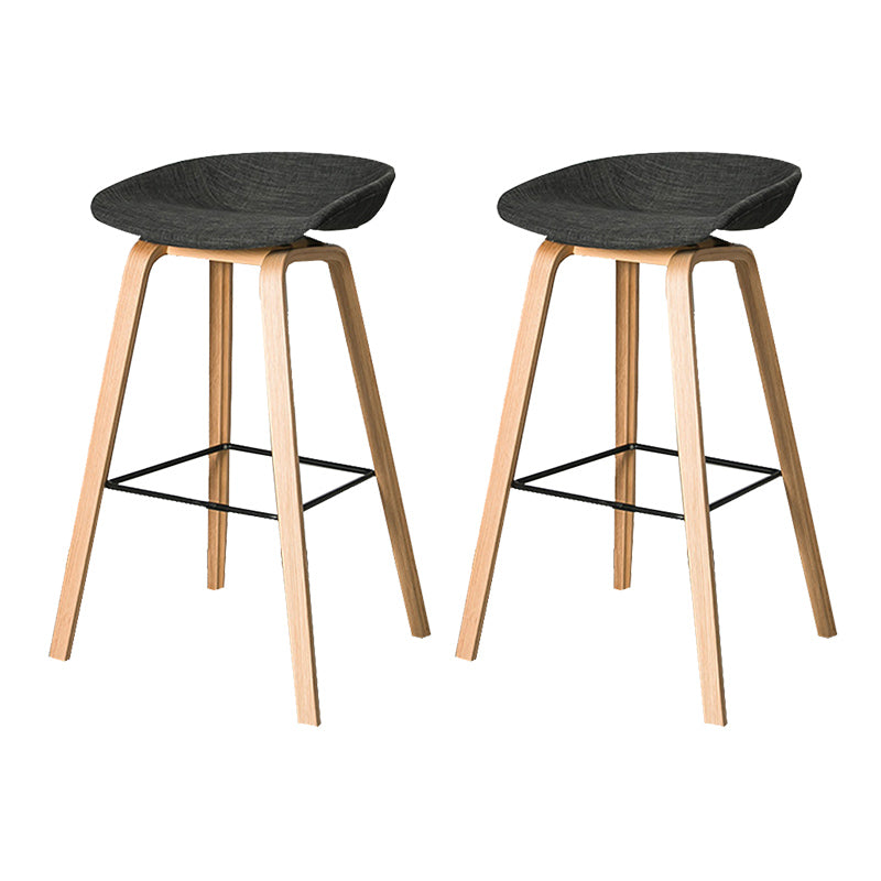 Contemporary Plastic Bucket Bar Stool with Beech Solid Wood Base