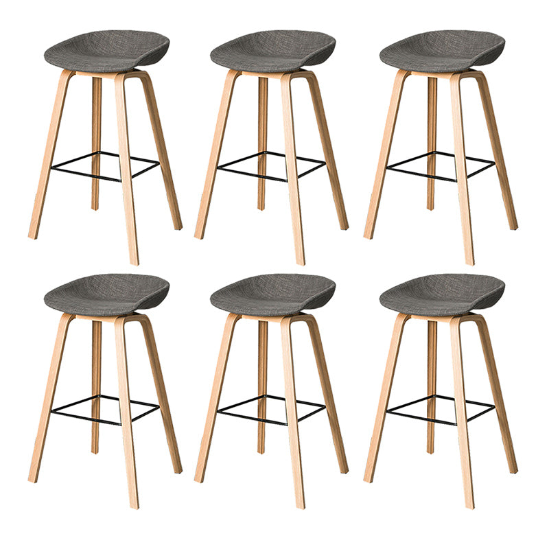 Contemporary Plastic Bucket Bar Stool with Beech Solid Wood Base