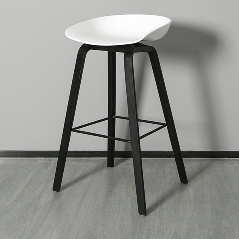 Contemporary Plastic Bucket Bar Stool with Beech Solid Wood Base