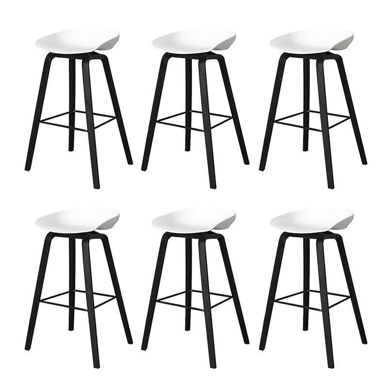 Contemporary Plastic Bucket Bar Stool with Beech Solid Wood Base