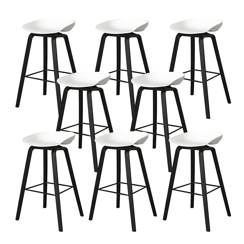 Contemporary Plastic Bucket Bar Stool with Beech Solid Wood Base