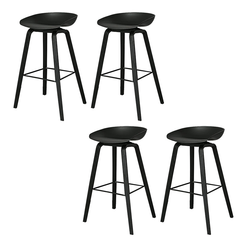 Contemporary Plastic Bucket Bar Stool with Beech Solid Wood Base