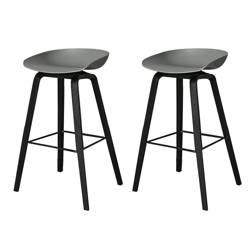 Contemporary Plastic Bucket Bar Stool with Beech Solid Wood Base