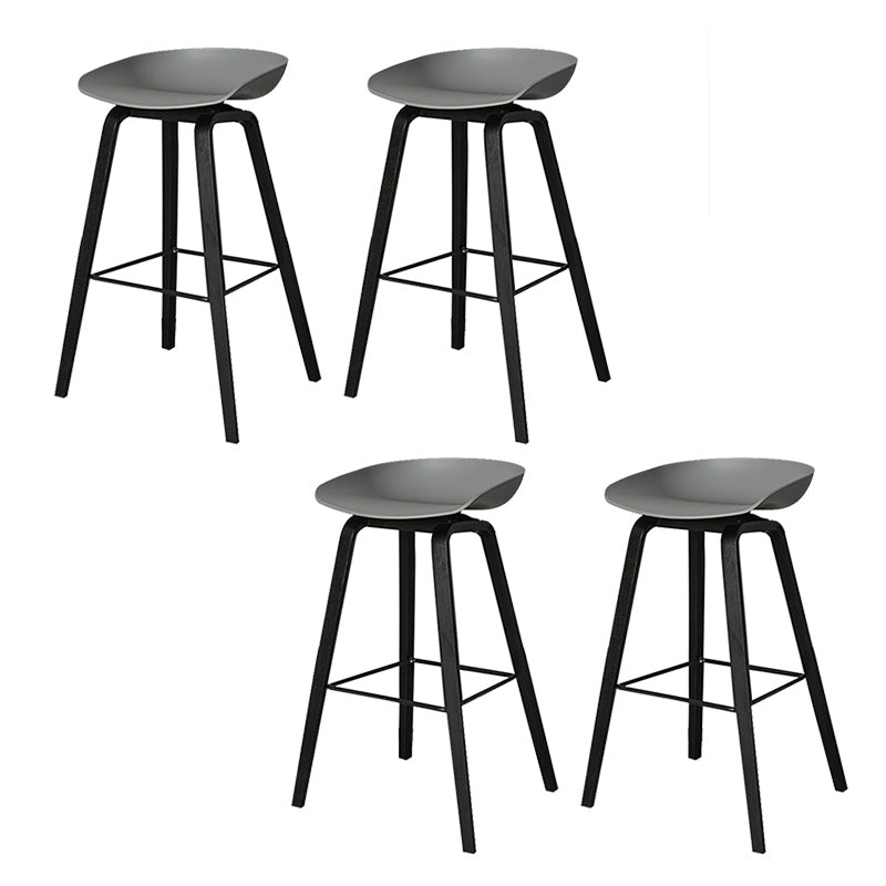 Contemporary Plastic Bucket Bar Stool with Beech Solid Wood Base
