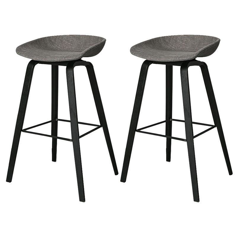 Contemporary Plastic Bucket Bar Stool with Beech Solid Wood Base