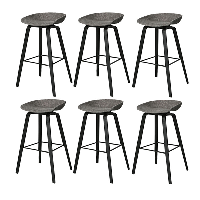 Contemporary Plastic Bucket Bar Stool with Beech Solid Wood Base