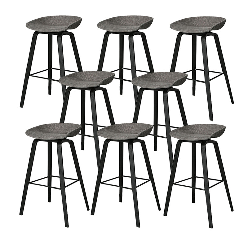 Contemporary Plastic Bucket Bar Stool with Beech Solid Wood Base