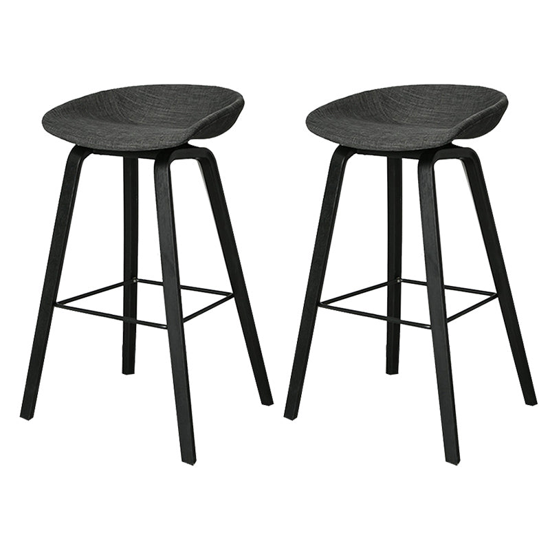 Contemporary Plastic Bucket Bar Stool with Beech Solid Wood Base