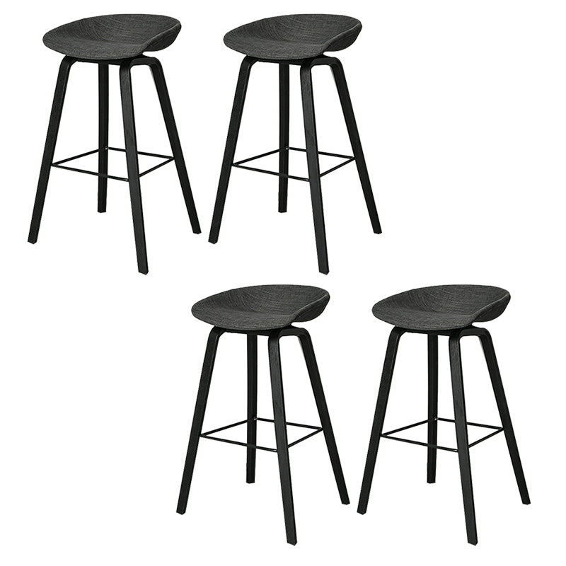 Contemporary Plastic Bucket Bar Stool with Beech Solid Wood Base