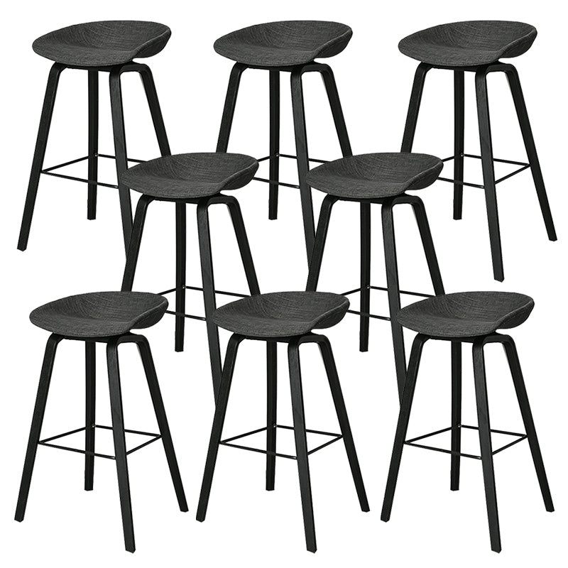 Contemporary Plastic Bucket Bar Stool with Beech Solid Wood Base