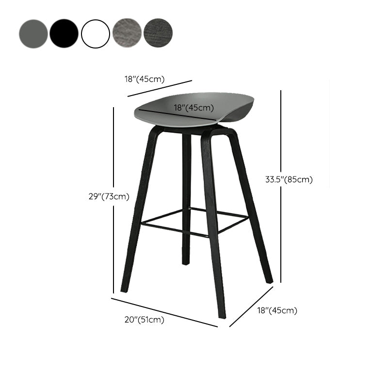 Contemporary Plastic Bucket Bar Stool with Beech Solid Wood Base