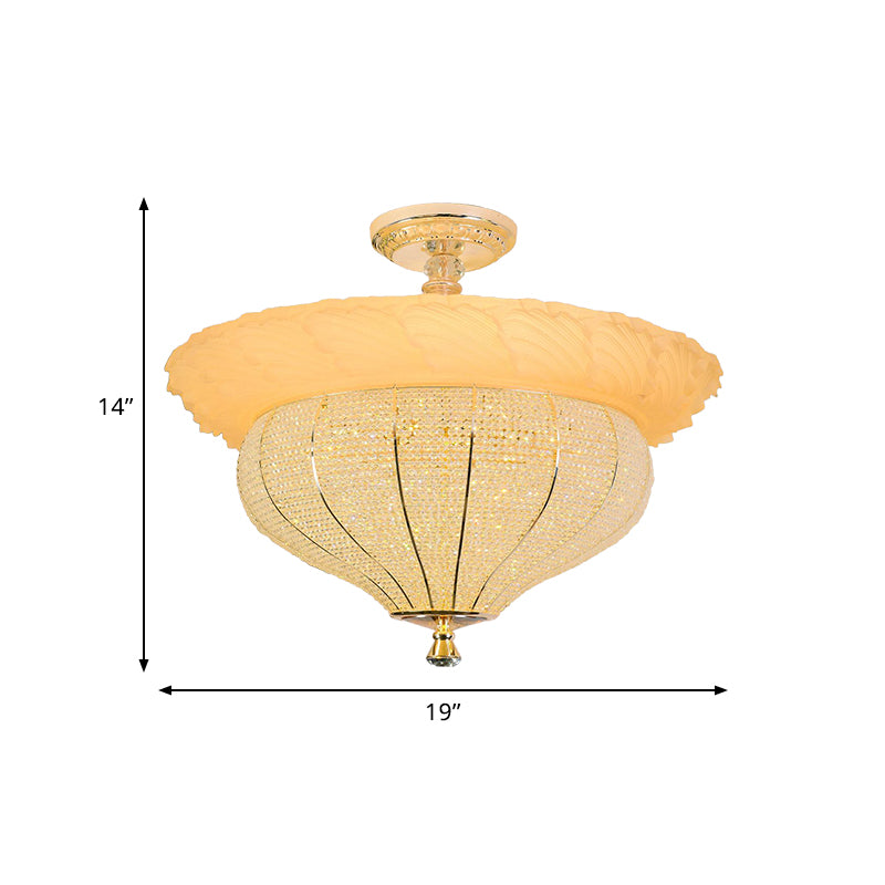 LED Semi Flush Industrial Urne Form Crystal-Consthed in der Nähe des Deckenlichts in Gold