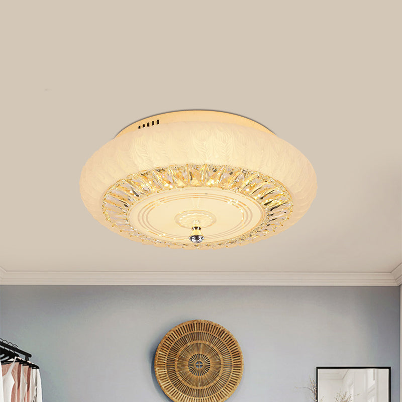 Gold Finish Round Ceiling Mount Contemporary Crystal LED Living Room Flushmount Lighting