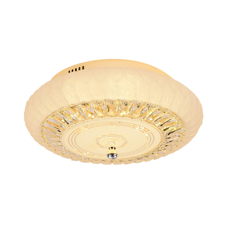 Gold Finish Round Ceiling Mount Contemporary Crystal LED Living Room Flushmount Lighting