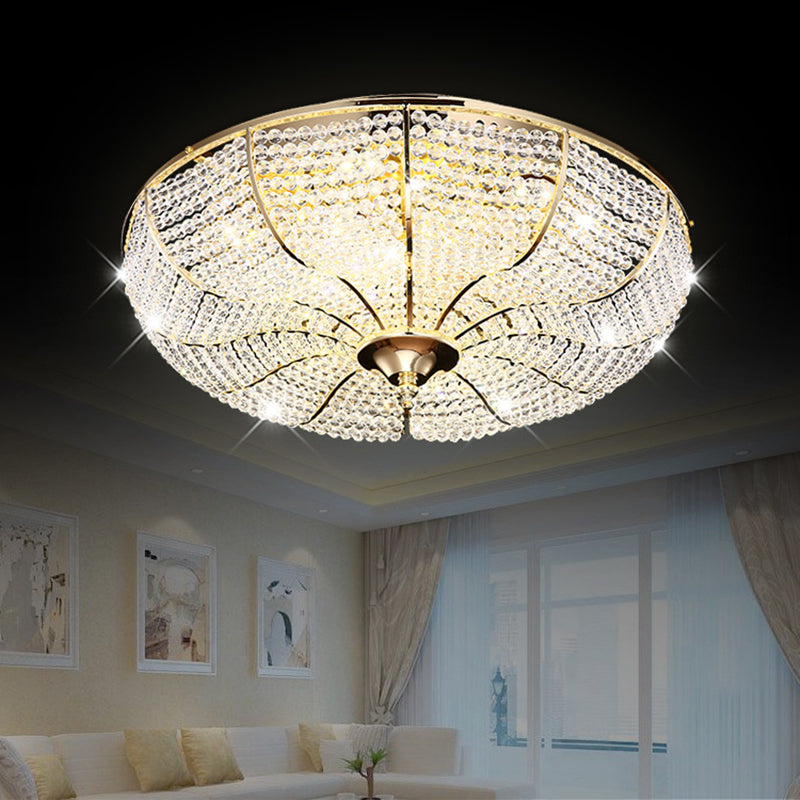 LED kralen flush mount lamp eenvoudige stijl goud afwerking kristal plafond gemonteerd armatuur voor woonkamer