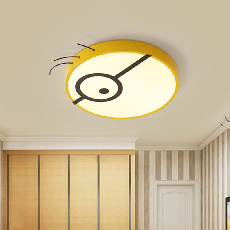 Kids Cartoon Character Flushmount Light Acrylic Kindergarten LED Ceiling Fixture in Yellow