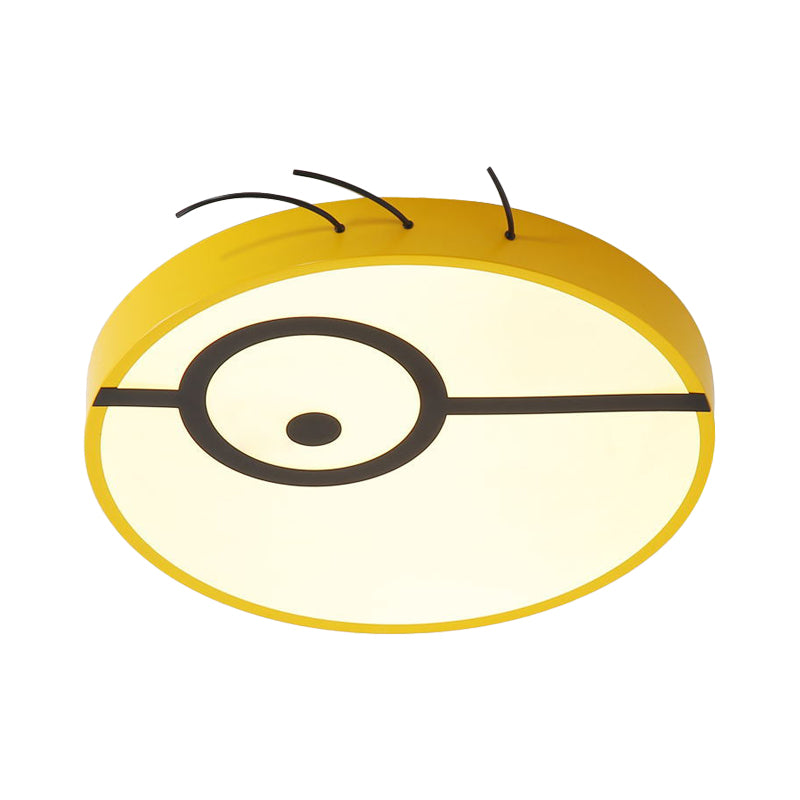 Kids Cartoon Character Flushmount Light Acrylic Kindergarten LED Ceiling Fixture in Yellow