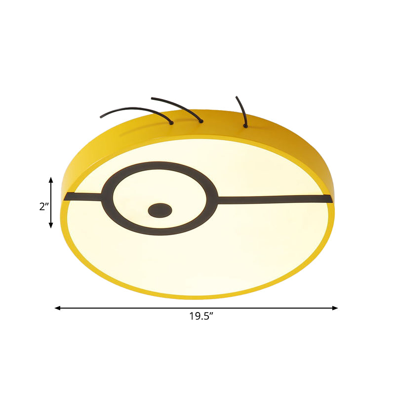 Kids Cartoon Character Flushmount Light Acrylic Kindergarten LED Ceiling Fixture in Yellow