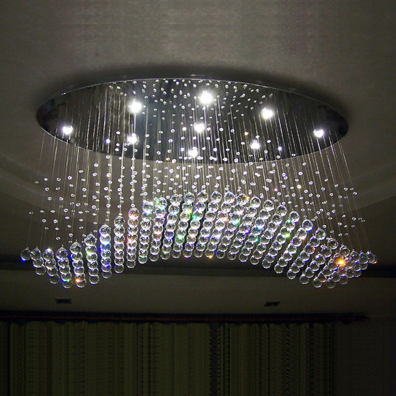 LED-Kristallkugel-Deckenleuchte, moderne Chrom-Kaskaden-Schlafzimmer-Unterputzleuchte