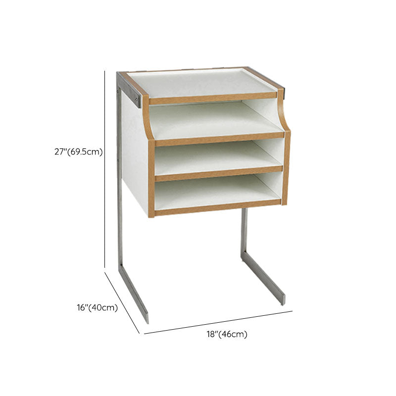 Contemporary Wooden Bedside Cabinet with 4 Shelves for Bedroom