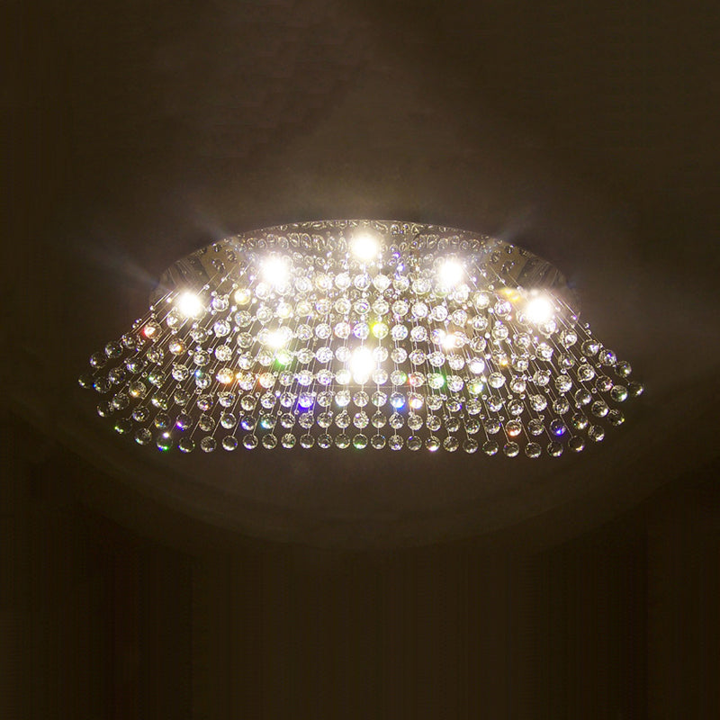 LED-Kristallkugel-Deckenleuchte, moderne Chrom-Kaskaden-Schlafzimmer-Unterputzleuchte