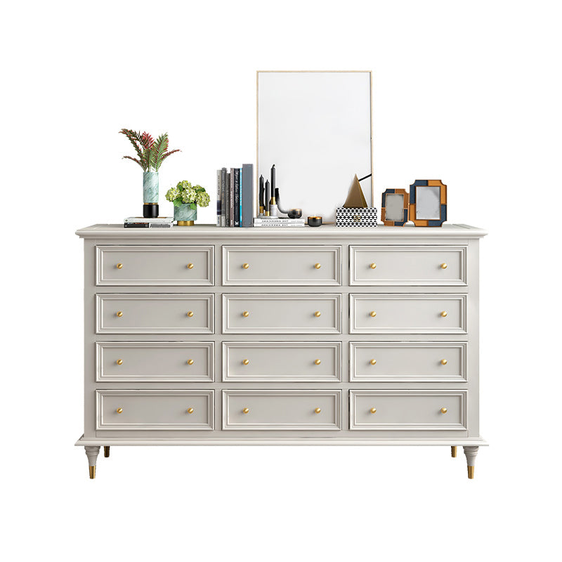 Glam White Closed Back Storage Chest with Soft-Close Drawers for Home