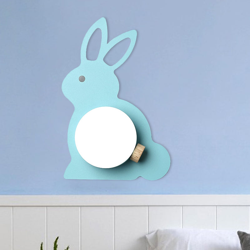 Lapin à chasse d'eau Moup Murne Carton Iron 1 Bulbe Rose / Moup mural Blue Lumière avec Amour à lampe