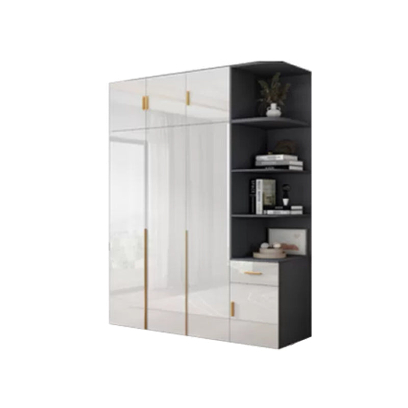 Engineered Wood Armoire Modern White Wardrobe Closet with Garment Rod