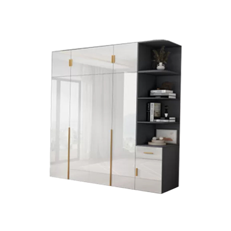 Engineered Wood Armoire Modern White Wardrobe Closet with Garment Rod