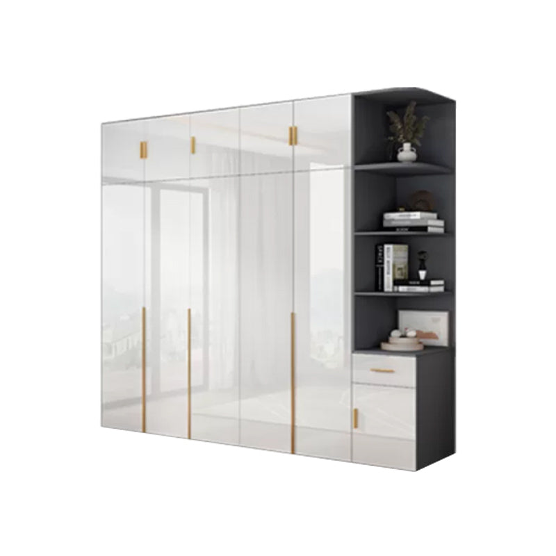 Engineered Wood Armoire Modern White Wardrobe Closet with Garment Rod