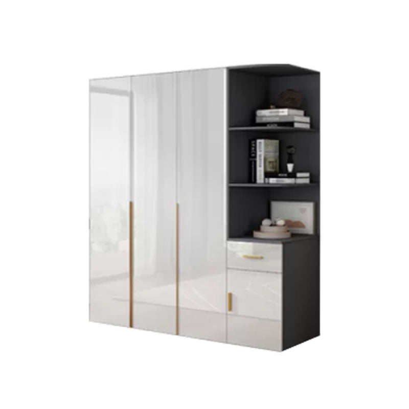 Engineered Wood Armoire Modern White Wardrobe Closet with Garment Rod