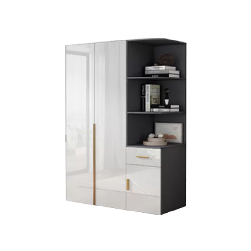 Engineered Wood Armoire Modern White Wardrobe Closet with Garment Rod