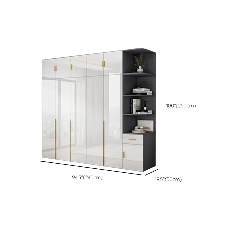Engineered Wood Armoire Modern White Wardrobe Closet with Garment Rod