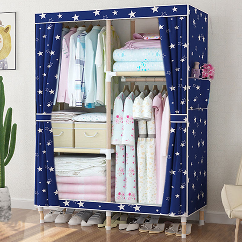 Metal Modern Armoire Shelves Storage Wardrobe Closet with Garment Rod