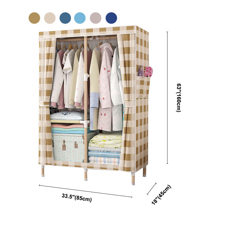 Metal Modern Armoire Shelves Storage Wardrobe Closet with Garment Rod