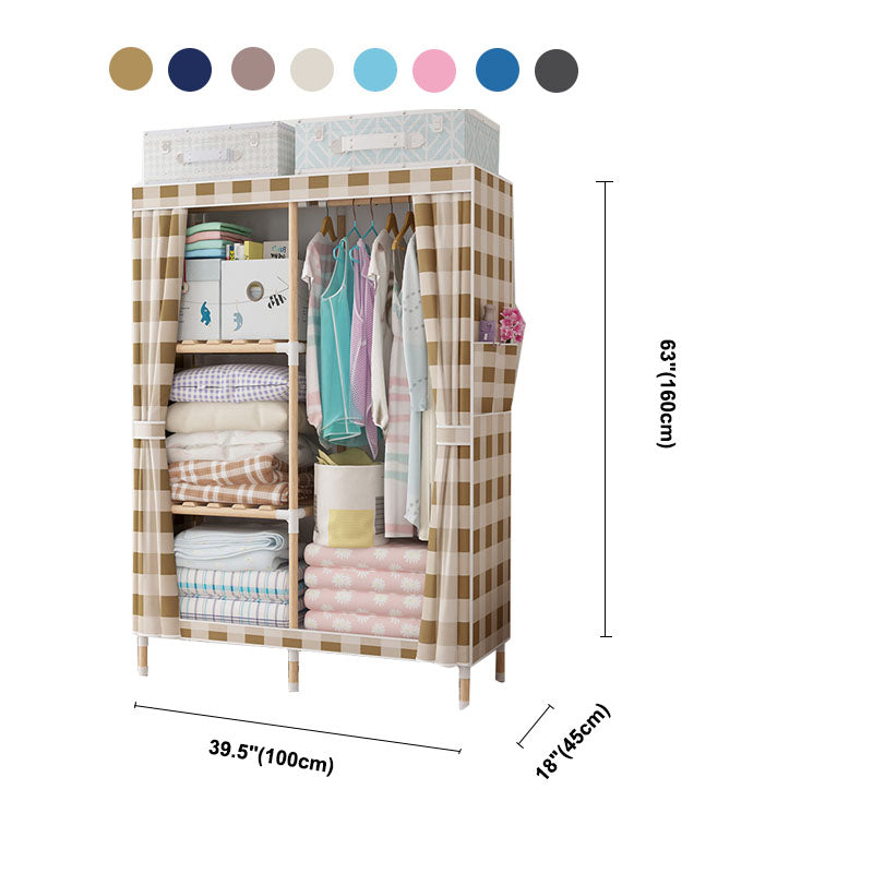 Metal Modern Armoire Shelves Storage Wardrobe Closet with Garment Rod