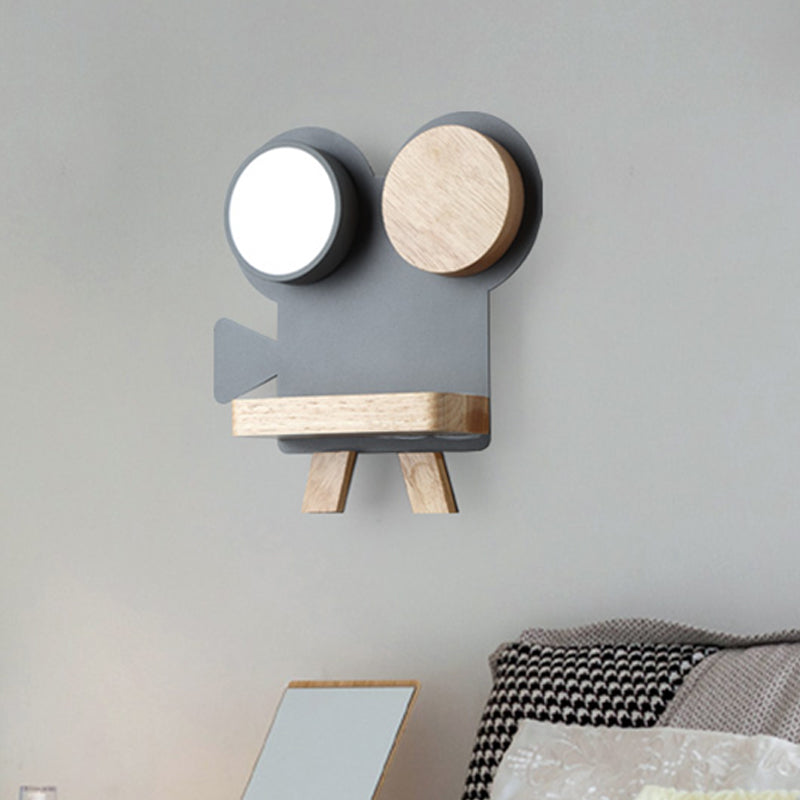 Lampe de prise de vue de la caméra lampe nordique gris fer gris / white-wood linge sconce mural avec fonction de rack