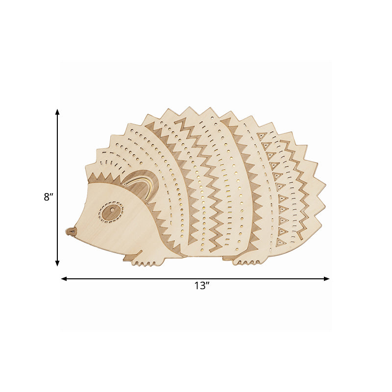 Madera Hedgehog Flush Monte Muralla Splique Niños Beige LED de pared Luce de iluminación para la cama, hacia la izquierda/hacia la derecha hacia la derecha