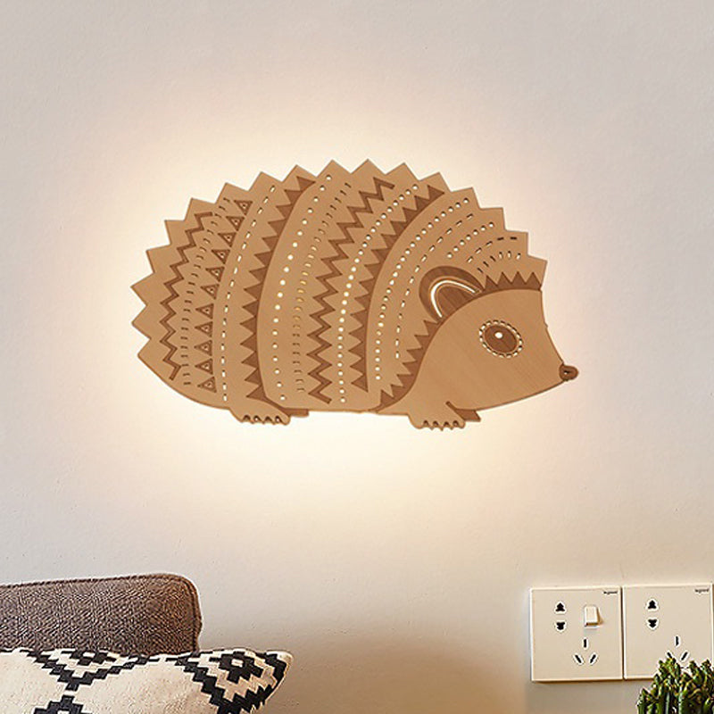 Madera Hedgehog Flush Monte Muralla Splique Niños Beige LED de pared Luce de iluminación para la cama, hacia la izquierda/hacia la derecha hacia la derecha