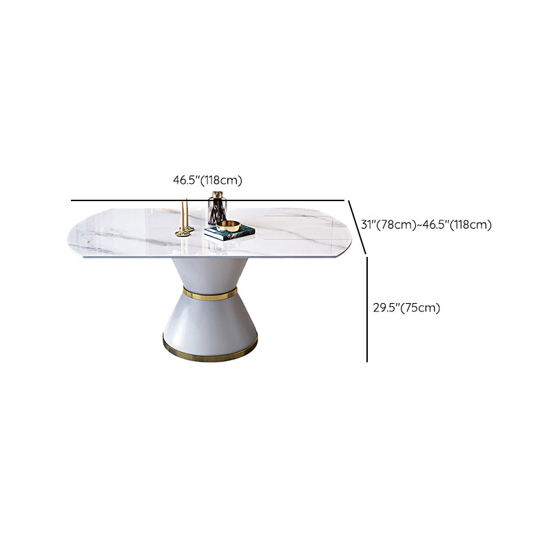 Luxury Round White Stone Top Dining Table with White & Gold Pedestal