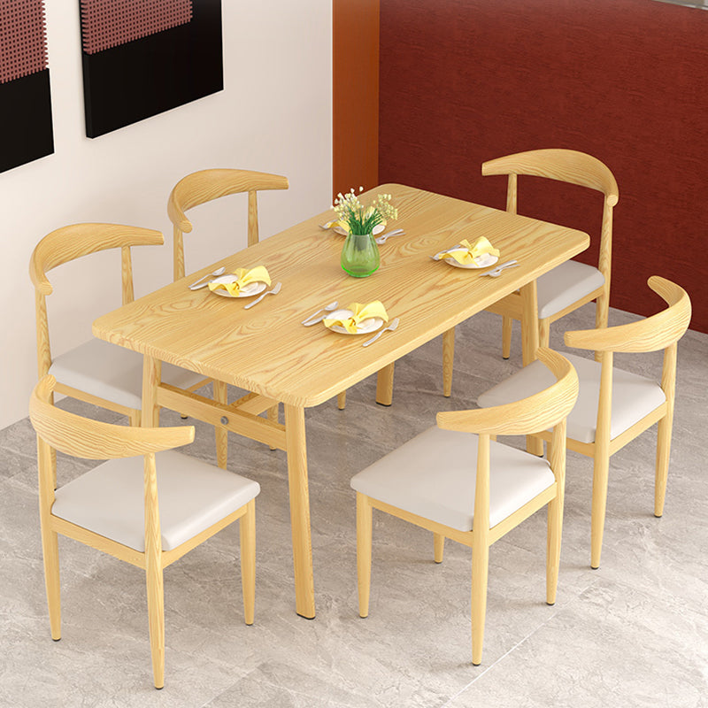 Contemporary Rectangle Wooden Dining Table with 4 Steel Foot