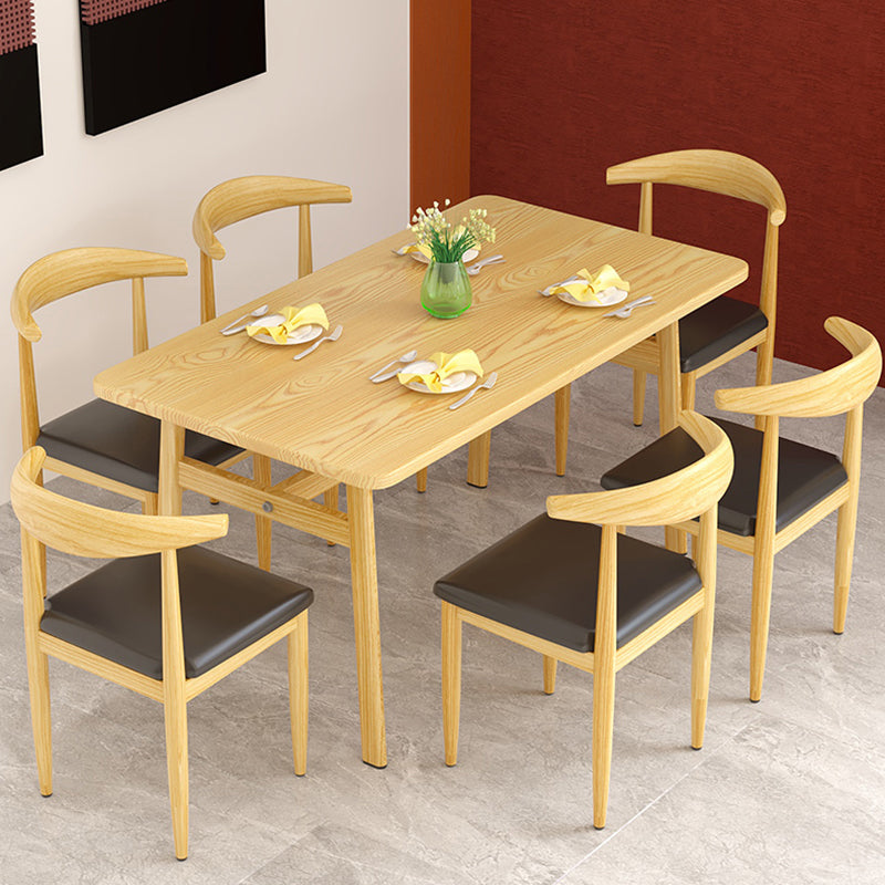 Contemporary Rectangle Wooden Dining Table with 4 Steel Foot